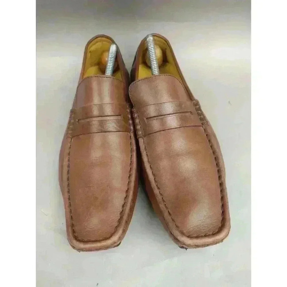 Magnanni Driving Moc Leather Loafers Shoes Tan Brown Mens 9.5 Comfy - Picture 3 of 11